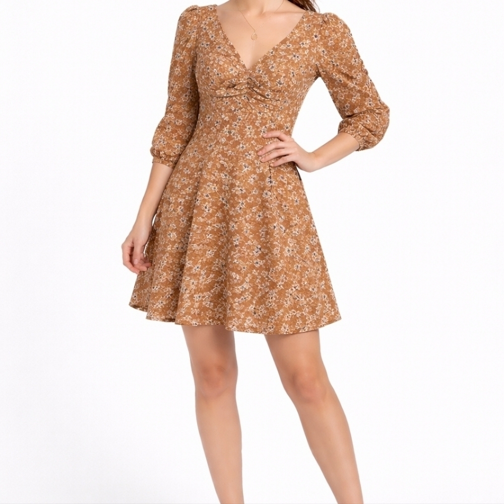 Promod Floral Puff Sleeve Midi Dress S Autumn Wedding Guest